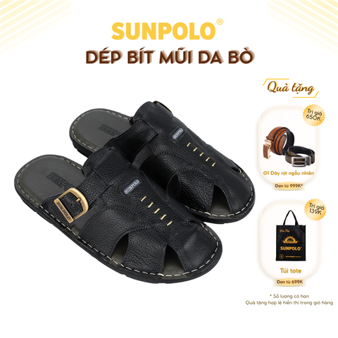 Dép bít mũi ABI007 Da Bò Cao Cấp