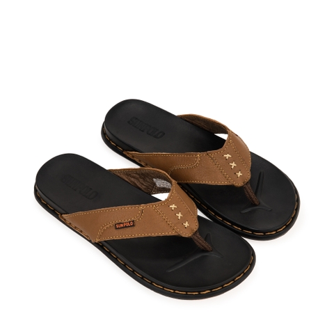Dép kẹp nam da bò SUNPOLO KEP015 - Nâu Bò