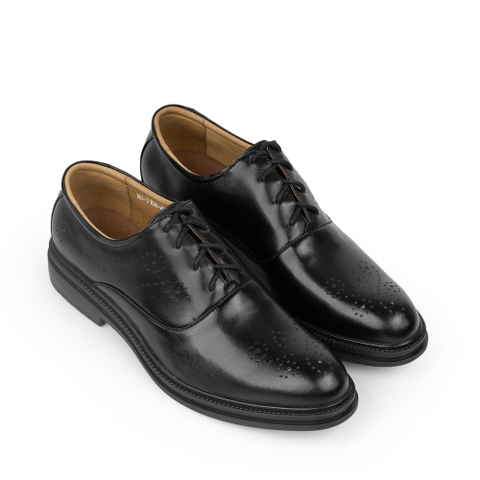 Giày tây nam MU3104 da bò cột dây đế cao su mũi tròn