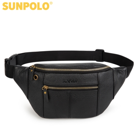 Túi Đeo Chéo Bao Tử Nam Da Bò Cao Cấp SBT107 Đen Nâu Xanh Navy