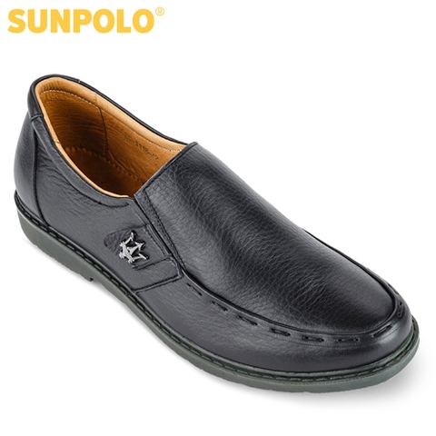 Giày Lười Nam SUKT1118D Da Bò Đen