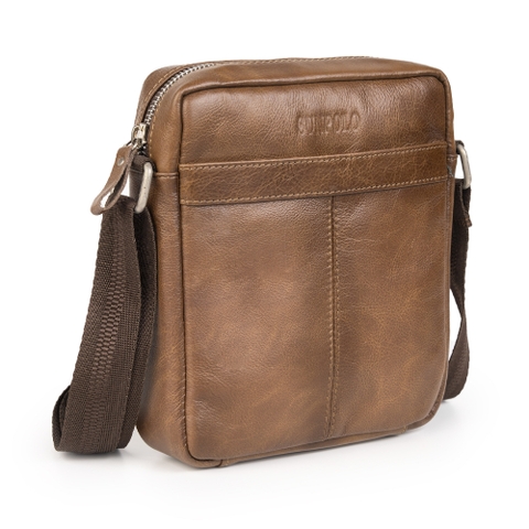 Túi đeo chéo nam da bò cao cấp SUNPOLO Nâu TUI223