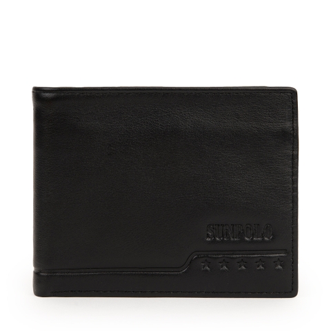 Bóp ngang nam da bò SUNPOLO Đen Nâu - WS06DN