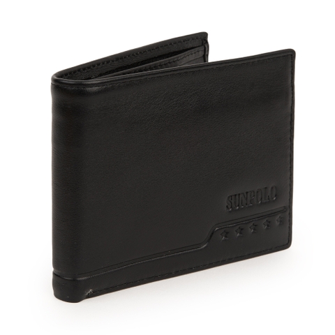 Bóp ngang nam da bò SUNPOLO Đen Nâu - WS06DN