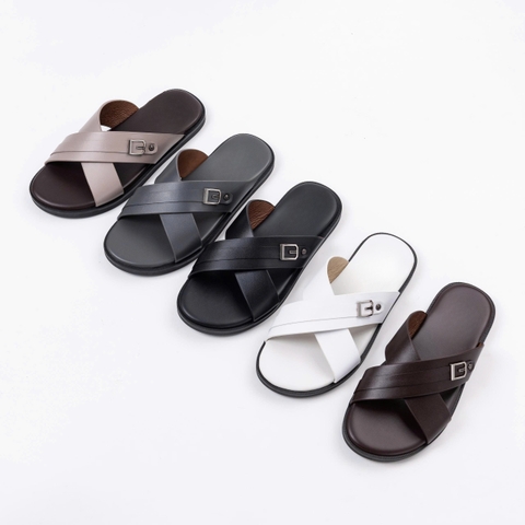 [Hàng đặt trước] Dép Quai Ngang Nam YQC5MK Da Bò SUNPOLO Có Big Size 44, 45