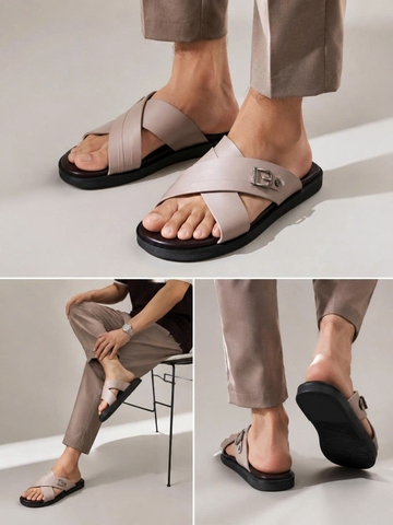 [Hàng đặt trước] Dép Quai Ngang Nam YQC5MK Da Bò SUNPOLO Có Big Size 44, 45