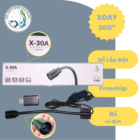Đèn LED Kẹp Hồ Cá Jeneca X-30A USB 5V Mini Điều Chỉnh Độ Sáng Xoay 360° Cho Bể Cá Thủy Sinh Nano