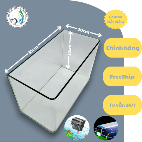 Bể Cá, Hồ Cá Đúc Uốn Cong Hai Cạnh Mặt Trước SIZE 35