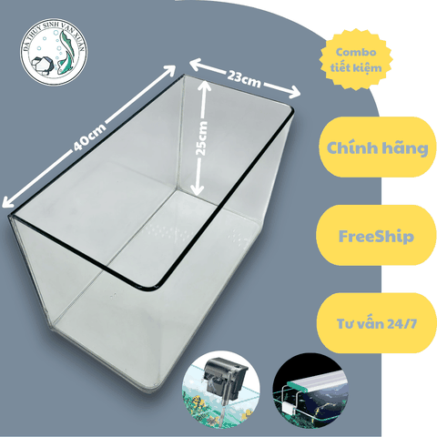 [FREESHIP HCM] Bể Cá, Hồ Cá Đúc Uốn Cong Hai Cạnh Mặt Trước SIZE 40