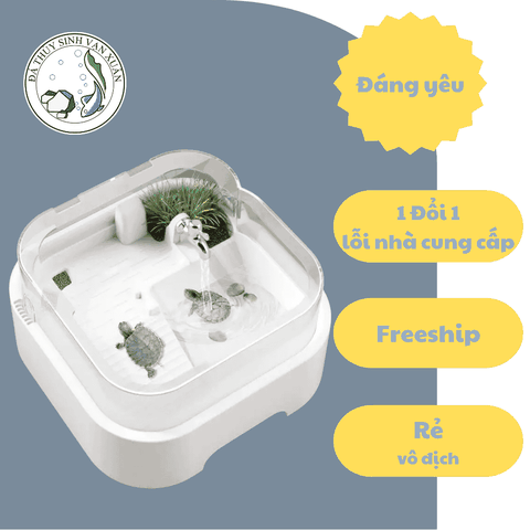 Hồ Nuôi Rùa Chuyên Dụng MINI Để Bàn GH-05 Có Dàn Lọc size 28x28x17