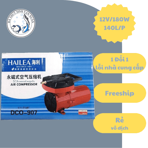 Máy Thổi Khí Sử Dụng Bình Ắc Quy Công Suất Lớn 180w Hailea DCO 907[TẶNG ĐÁ SỦI, DÂY OXY]