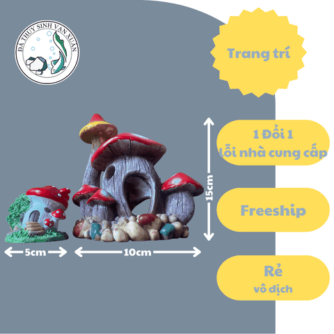 Ngôi Nhà Nấm Trang Trang Trí Bể Cá Thủy Sinh Tiểu Cảnh