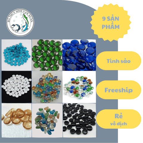 Sỏi Thủy Tinh Tròn Dẹp Đủ Màu Trang Trí Thủy Sinh Hồ Cá Tiểu Cảnh Chậu Cây [320g]