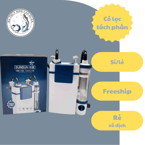 Lọc treo Sunsun YBF 600 cho bể cá cảnh có khoang lắng phân, hút mặt và hút đáy, hoạt động êm