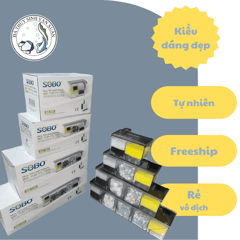 Lọc tràn SOBO AQ-15H / AQ-16H / AQ-17H / AQ-18H Tích Hợp Bơm, Vật Liệu Lọc, Nắp Chống Muỗi