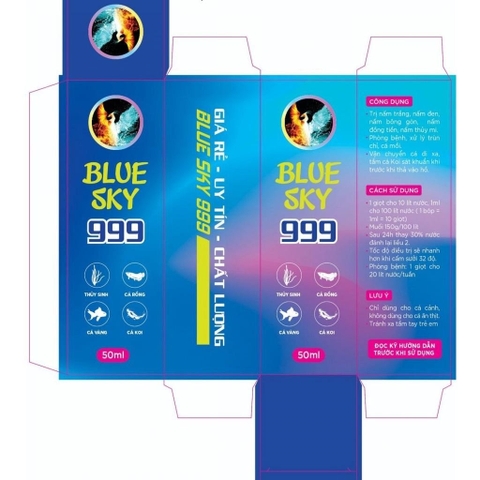 BLUE SKY 999 Xử Lý Túm Lắc Cá, Các Loại Nấm Cho Mọi Loại Cá Cảnh 50ML