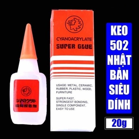 Keo Dán 502 Cyanoacrylate không tạo khói dán đá thủy sinh ( Tên dân dụng: Keo Dán Mica , Keo Dính Sư Tử Cam )