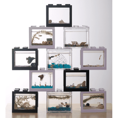 Hồ Cá Lắp Ráp LEGO Mini 12x10.5x8CM - Bể Nuôi Cá Beta Guppy Nhiều Màu Sắc