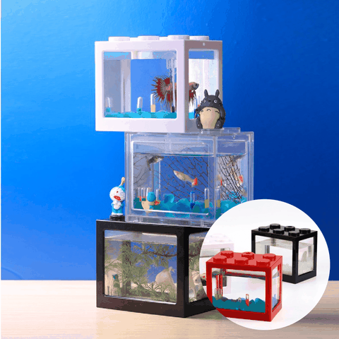 Hồ Cá Lắp Ráp LEGO Mini 12x10.5x8CM - Bể Nuôi Cá Beta Guppy Nhiều Màu Sắc