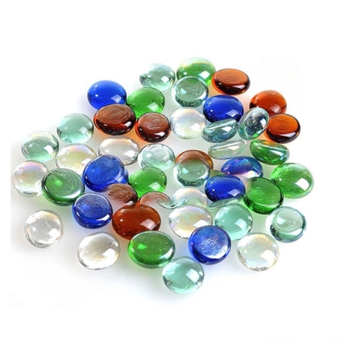 Sỏi Thủy Tinh Tròn Dẹp Đủ Màu Trang Trí Thủy Sinh Hồ Cá Tiểu Cảnh Chậu Cây [320g]