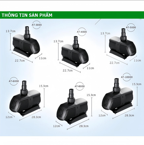 Máy Bơm Hồ Cá Atman AT3000 AT4000 AT5000 AT6000 2 Trong 1 Chính Hãng, Siêu Bền, Tiết Kiệm Điện