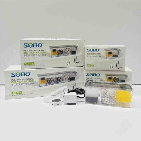 Lọc tràn SOBO AQ-15H / AQ-16H / AQ-17H / AQ-18H Tích Hợp Bơm, Vật Liệu Lọc, Nắp Chống Muỗi