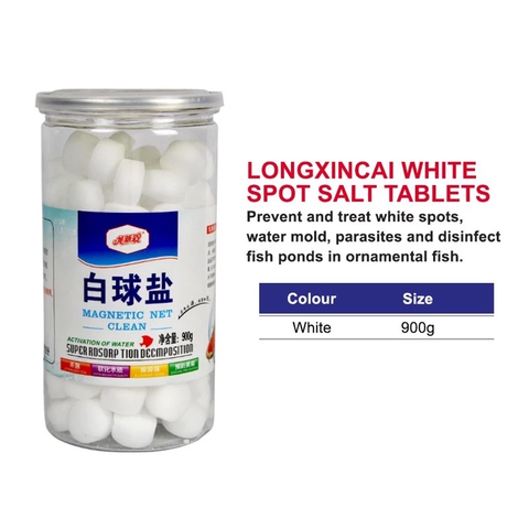 Muối Khoáng Cho Cá Tinh Khiết 99% Tăng Cường Trao Đổi Chất Hỗ Trợ Hô Hấp Ngừa Tảo Độc Nấm - Longxincai White Magnetic Net Clean Salt 900g