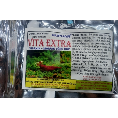 VITAMIN TĂNG CƯỜNG CHO CÁ TÉP NUPHAR VITA EXTRA GÓI 25GRAM