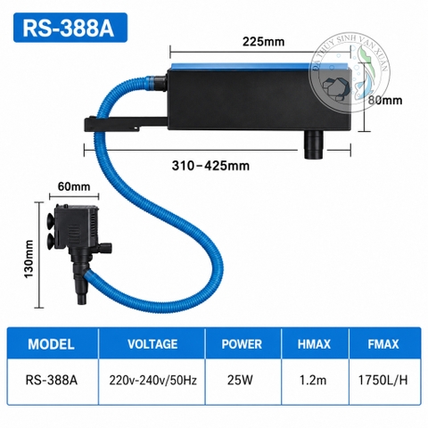 Bộ Máy Bơm Lọc Nước RS388 – Máy Lọc Hồ Cá Mini, Hút Cặn, Tạo Dòng Nước Cho Hồ Cá Cảnh