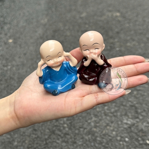 Bộ Tượng Chú Tiểu Tứ Không - Trang Trí Hồ Cá, Tiểu Cảnh, Bàn Làm Việc, Xe Hơi