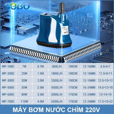 BƠM CHÌM SOBO WP-600D/ WP-700D CHO HỒ CÁ CẢNH, HỒ KOI, HỒ THỦY SINH