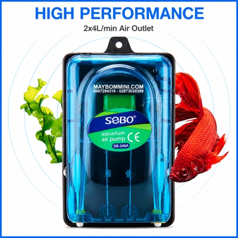 Máy Sủi Oxy SOBO SB-248A SB-348A Máy Bơm Oxy Hồ Cá Cảnh Hồ Thủy Sinh 1 Vòi 2 Vòi Êm Tiết Kiệm Điện