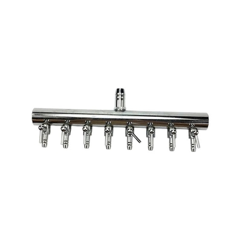 Van Chia Khí Oxy CO2 Inox Có Khóa Điều Chỉnh Đầu Vào 8 Li Đầu Ra 4 5 6 Li Chia 2 4 6 8 10 12 Vòi