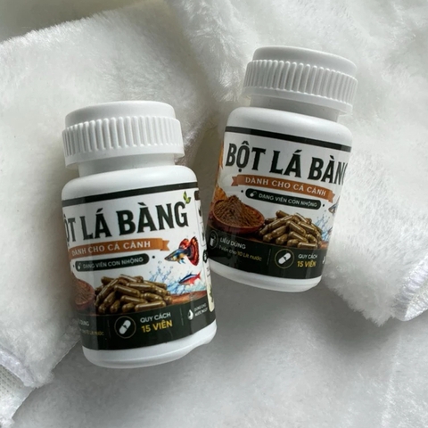 Bột Lá Bàng Dạng Viên Cho Cá Cảnh 15 Viên Kháng Khuẩn, Giảm Stress, Hỗ Trợ Lành Vây, Ổn Định Nước