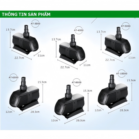 Máy Bơm Hồ Cá Atman AT3000 AT4000 AT5000 AT6000 2 Trong 1 Chính Hãng, Siêu Bền, Tiết Kiệm Điện