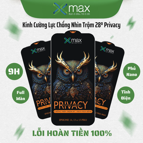 Kính Cường Lực Chống Nhìn Trộm XMAX Full Màn, chống trầy xước, vân tay, tĩnh điện