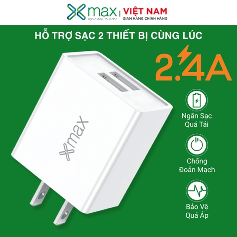 Củ Sạc Nhanh 2 Cổng USB 2.4A XMAX XW01