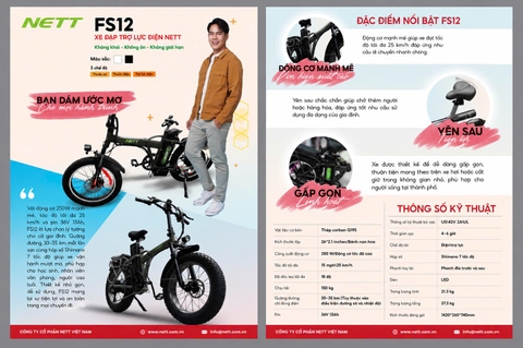 Xe Đạp Điện Trợ Lực NETT FS12 - Hàng Chính Hãng - Bảo Hàng Chính Hãng