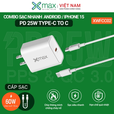 Combo Sạc Nhanh 25W PD+QC3.0 XMAX XWFCC02