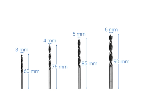 Mũi khoan gỗ Tolsen 75626 3-10 mm (bộ 8 mũi)