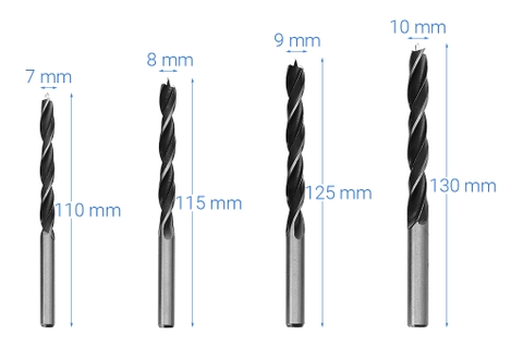 Mũi khoan gỗ Tolsen 75626 3-10 mm (bộ 8 mũi)