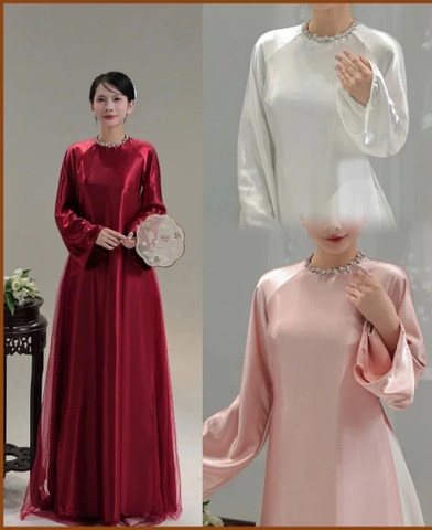 ÁO DÀI LỤA TRÁNG GƯƠNG