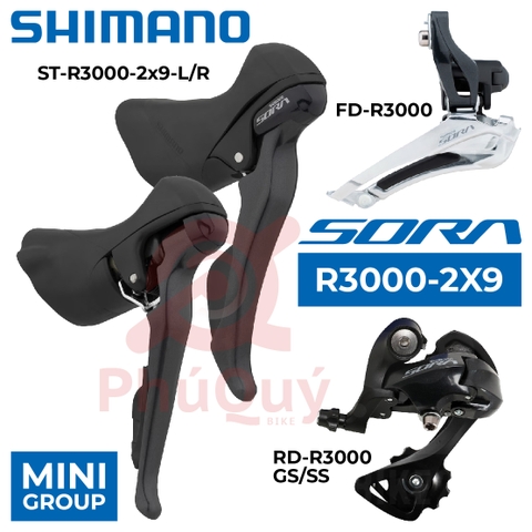 Group Mini SHIMANO Sora R3000 2-9 (Bộ 3 Món Tay Lắc Sang Dĩa Cùi Đề)
