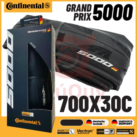 Vỏ Gấp Đen 700x30c Continental Grand Prix 5000 Handmade in Germany Chính Hãng (VAT)