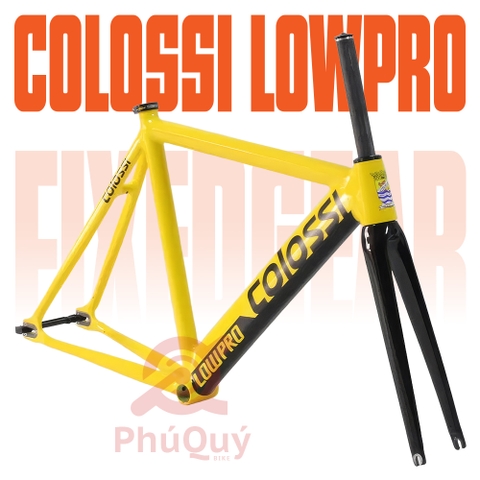 Khung COLOSSI FixedGear Kèm Phuộc CARBON Kèm Chén Cổ, Cốt Yên & Khóa Cốt Yên
