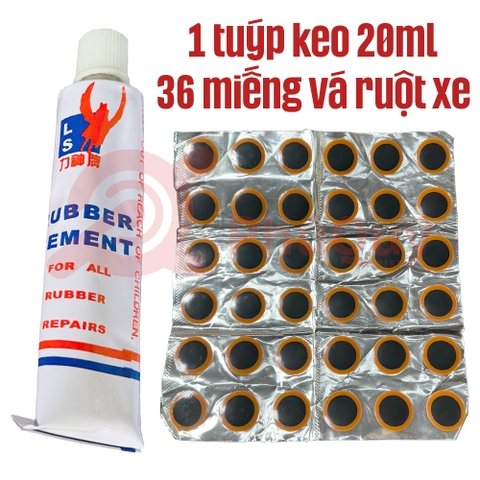 Miếng Vá Ruột Xe (36Miếng) Và Tuýp Keo 20ml
