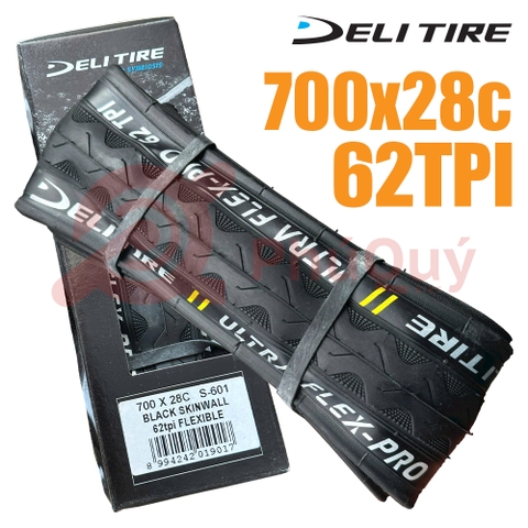 Vỏ Gấp Đen 700x28c Deli Ultra Flex-Pro Gai SÓNG S-601