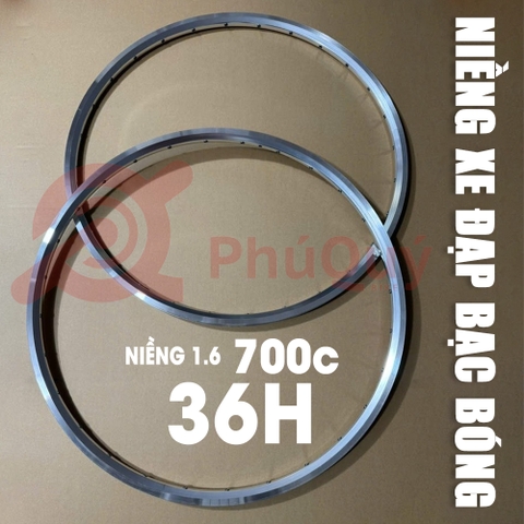 NIỀNG 1.6 700C BẠC BÓNG 36 LỖ CĂM D5