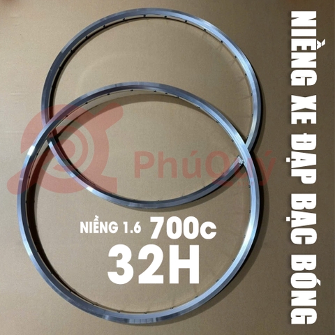 NIỀNG 1.6 700C BẠC BÓNG 32 LỖ CĂM D5