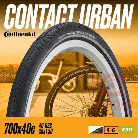 Vỏ 29x1.5 (700x40c) Continental CONTACT URBAN Gai Trơn Vỏ Trọc